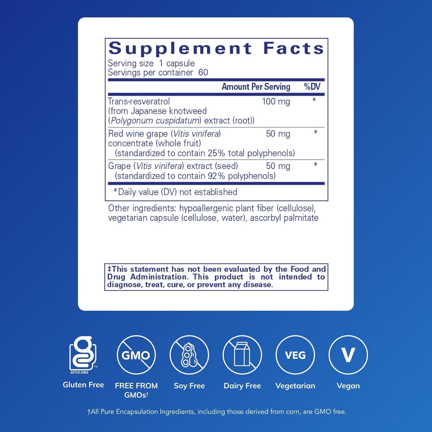 Pure Encapsulations Resveratrol EXTRA - 100 mg Trans-Resveratrol - For Healthy Cellular & Cardiovascular Function* - Antioxidants Supplement - Non-GMO & Gluten Free - 60 Capsules - Image 2