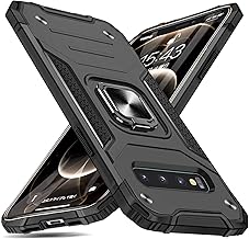 Galaxy S10 Case Ring Shock Absorption Impact Resistant Fall Prevention US Military MIL Standard Certified Stand Function PC+TPU Double Structure Dustproof Slim Lightweight Integrated 360 Degree