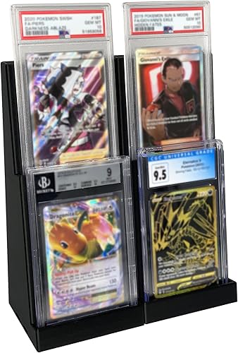 EnderToys Losa de tarjetas graduadas de 2 niveles para estadios (paquete de 2), compatible con PSA, Beckett y CGC, soporte para tarjetas