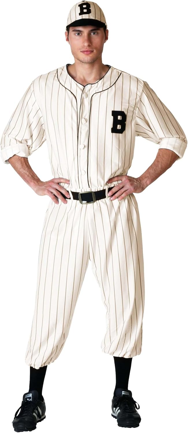 FunCostumes Adult Vintage Baseball Player Costume - Retro Pinstripe Uniform for Halloween Cosplay & Sports Parties