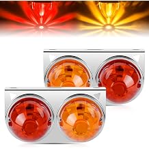 2PCS Dual Watermelon Lights with Bracket 90 Degree, 5W Amber Red Lens LED Turn Signal Tail Lights Combo for Semi Trucks Trailers RVs Pickups ATVs SUVs
