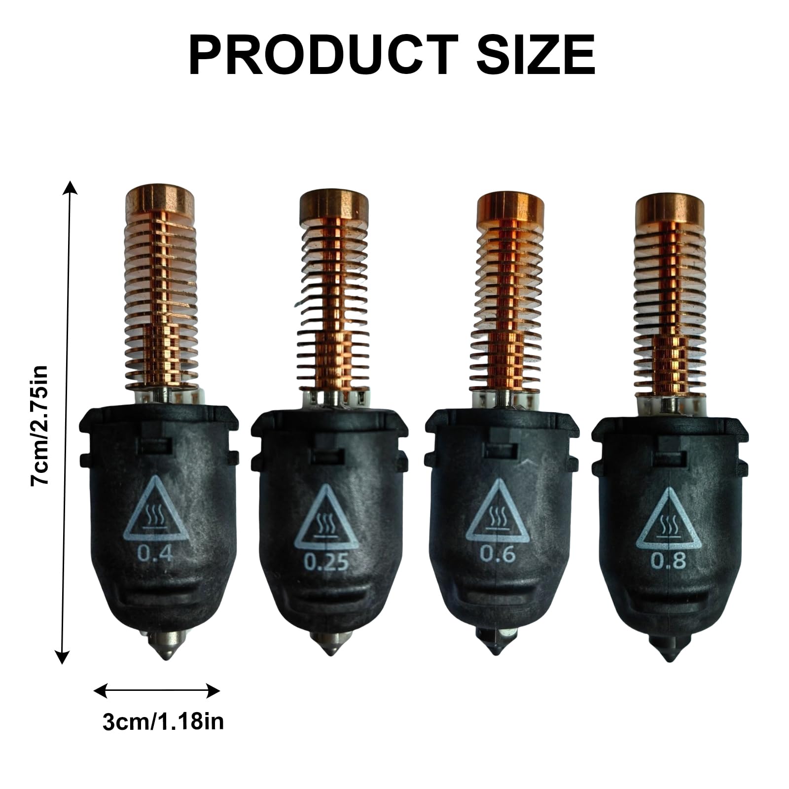 Boquilla de impresora 3D para AD5M 5M 280 ℃ y velocidad de impresión rápida 0, 25/0, 4/0, 6/0, 8 mm boquilla de extrusión