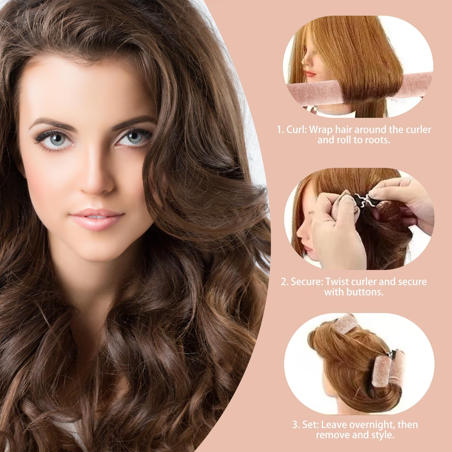 3 Pcs Heatless Curlers & Overnight Blowout Rollers for Hair, No Heat Headband Rods, Salon Waves Overnight Blowout - Image 4