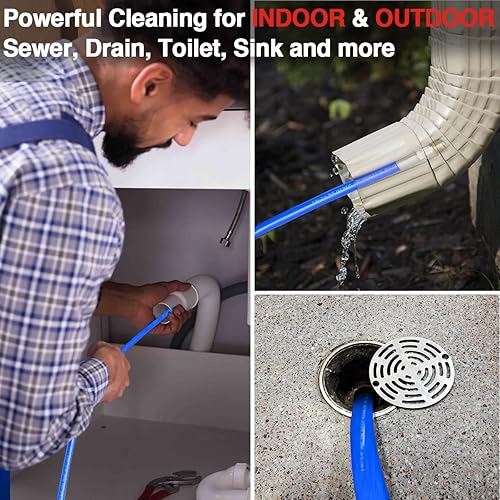Miniatura 2 de YAMATIC Manguera de chorro de alcantarillado para lavadora a presión manguera limpiadora de drenaje de 100 pies nariz de botón NPT de 14 pulgadas y