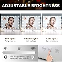 Vista 3 de Espejo de maquillaje con luces, aumento de 10X, espejo de tocador iluminado Hollywood con 20 bombillas LED regulables, 3 modos de color, control