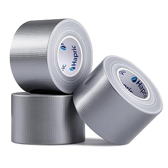 Hapric 48mm x 18m Silver Duct Tape, Pack of 3 Rolls Strong Waterproof Tape Repair Tape - Industrial and Household Applications Pipe Repair and Cable Organization