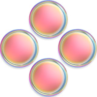 Stainless Steel Kids Plates 4 Packs, 8" Non Divided Toddlers Portion Control Plate, Non Toxic & BPA Free |Unbreakable |Dishwasher Safe Baby Snack Dish for Daycare Outings & Travel, Colorful