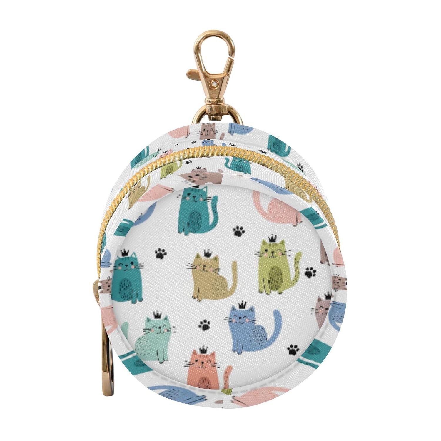 Cartoon Cats Crowns White Print Pacifier Holder Case with Clip Pacifier Cover Pouch Travel Paci Holder Portable for Diaper Bag Newborn Boy Girl Essentials