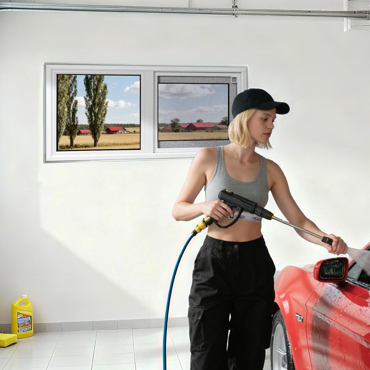 COLORPAPA Vinyl Basement Window, 32 x 14 Slider Window with Double Pane Insulated Tempered Glass and Fiberglass Mesh Screen for Basement Bathroom Home RV Garage (White)