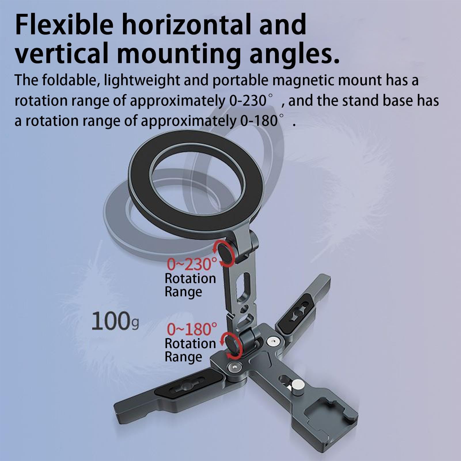 Treppiede Magnetico Per Cellulare Portatile Con Rotazione A 360° Regolabile | Supporto Pieghevole Per Cellulare Da Scrivania Viaggio, Auto, Aereo, Outdoor, Campeggio, Ufficio, Riprese, Vlog