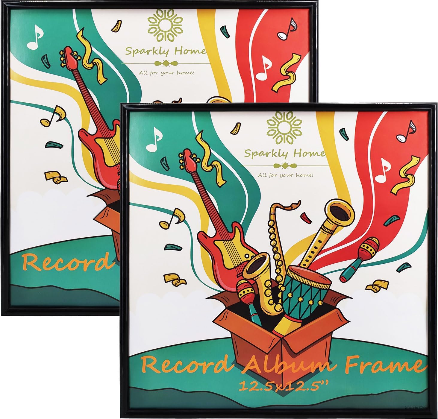 4 Packs,12.5x12.5 Black PVC Vinyl Record Album Frame, Display Music Vinyl LP Record Album Covers, Hanging Hardware Included
