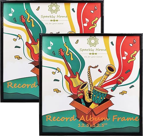 Miniatura 8 de Paquete de 4 marcos de discos de vinilo de PVC negro de 12.5 x 12.5 pulgadas, portadas de álbum de discos de vinilo LP, accesorios para colgar