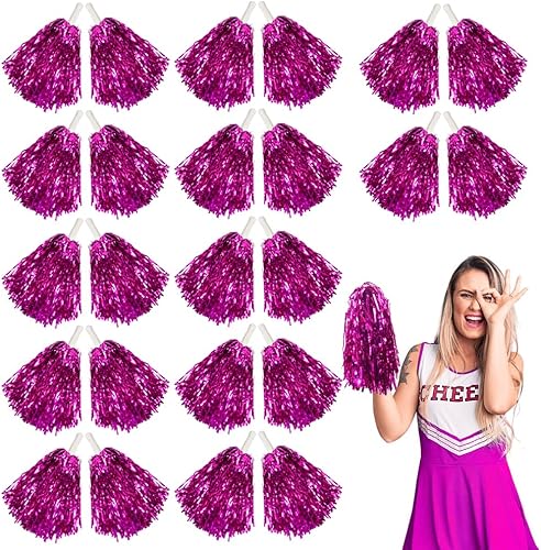 Miniatura 6 de Lovecheer 24 pompones metálicos de animadora con asa para niños y adultos, regalos de fiesta