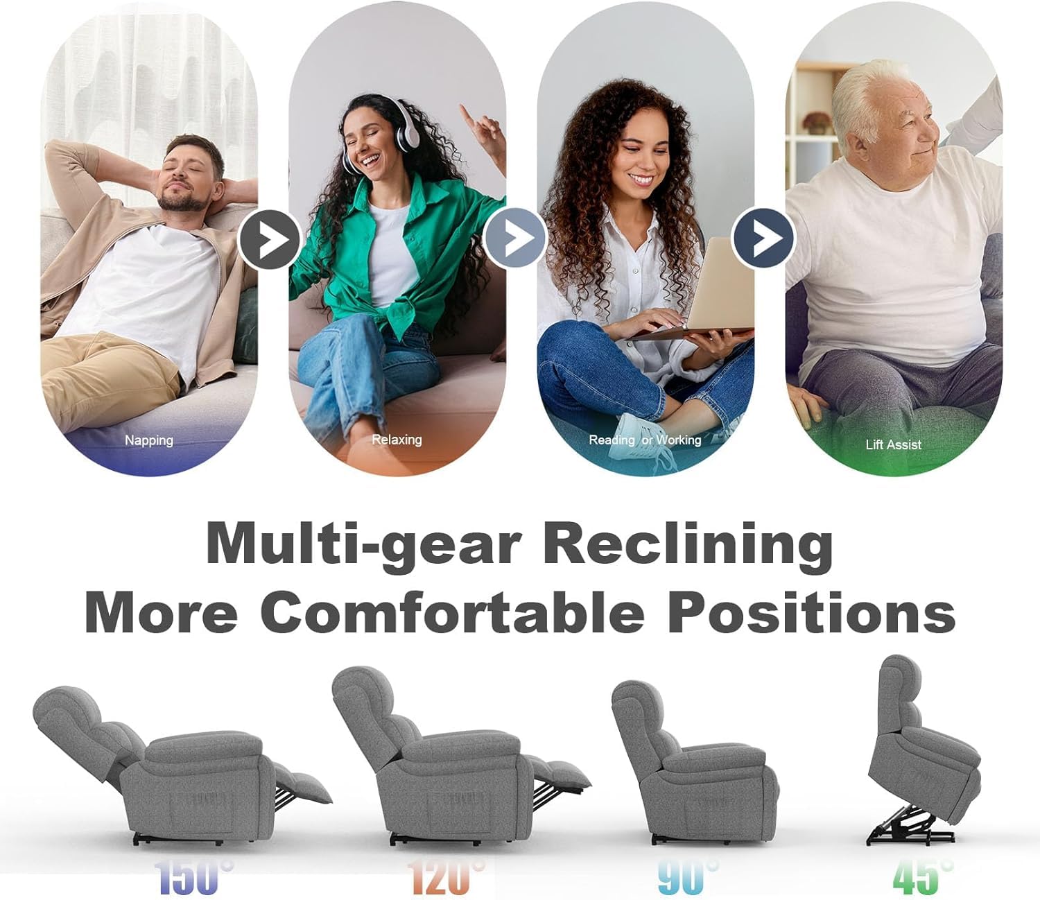 Fernsehsessel Elektrisch Verstellbar, 60 cm breiter Liegestuhl Aufstehhilfe Massagesessel mit Massage Wärmefunktion Seniorensessel Relaxliege 2 Seitentaschen und Getränkehalter,USB+ Typ-C Anschluss