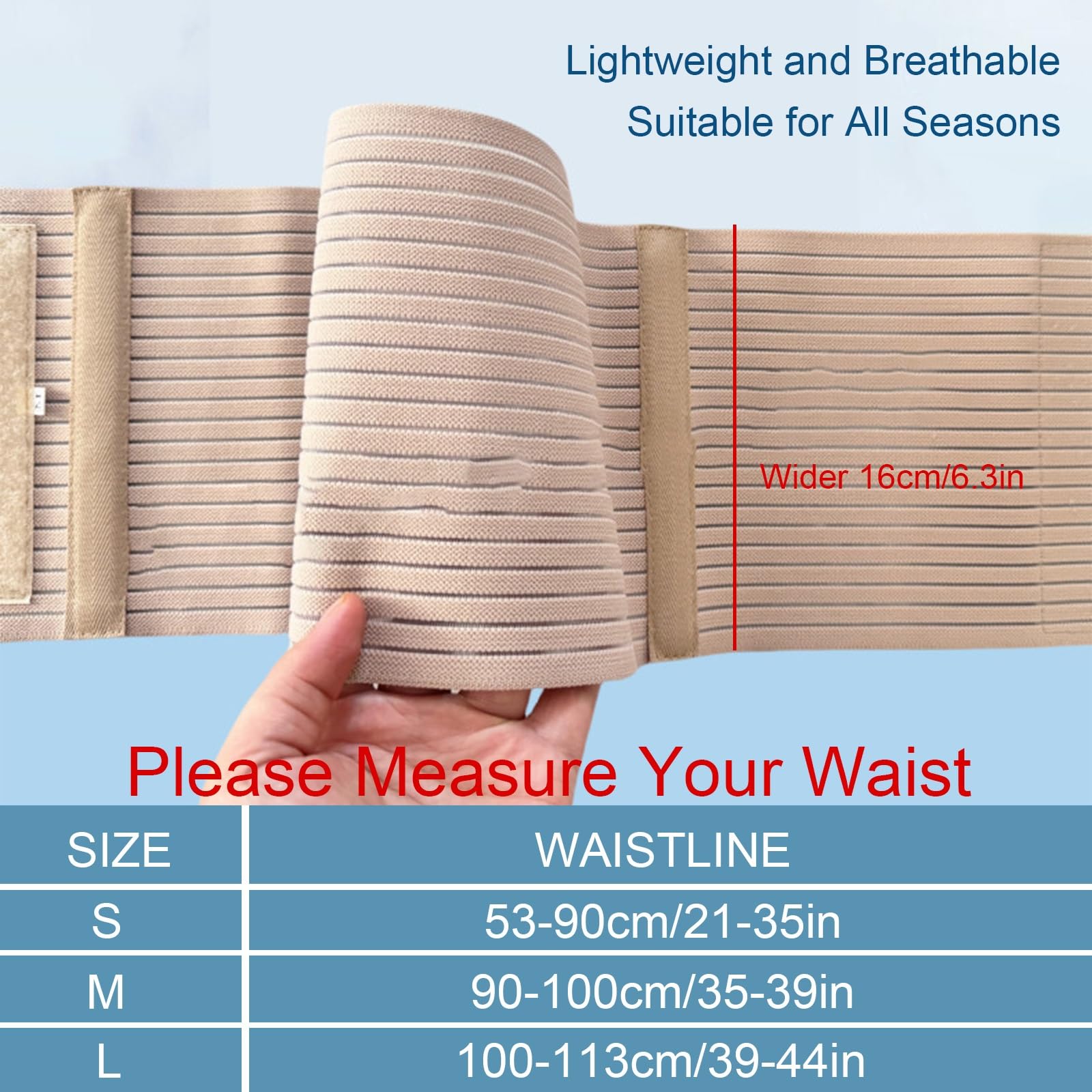 Fascia Elastica Addominale per Uomo e Donna - Fascia Post Parto Cesareo - Cintura per Ernia Ombelicale Allargata con 2 Cuscinetti di Compressione Ovali(Large)