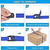 Vista 7 de Correas de amarre, 4 correas de hebilla de leva de 8.2 x 1 pulgada, correas de amarre ajustables para carga, camiones, equipaje, remolque