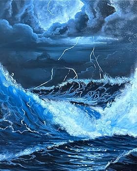 Amazon.co.jp: 油絵 風景画 荒れた海 F6 嵐 : おもちゃ
