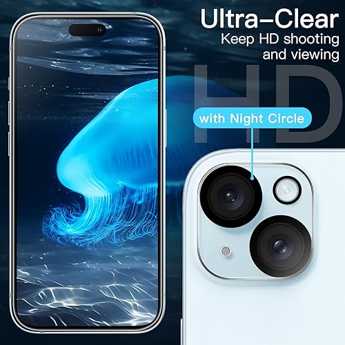 Miniatura 6 de JETech Funda 5 en 1 para iPhone 15 de 6.1 pulgadas con 2 protectores de pantalla de vidrio templado y protector de lente de cámara, no se pone