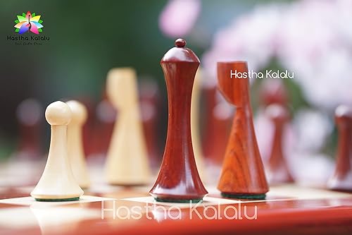 Vista 13 de Hastha Kalalu Reproducido Hermann Ohme/Danés Moderno/Estilo Minimalista, Padauk/Bud África Madera de Palisandro, King Piezas de Ajedrez Pesadas