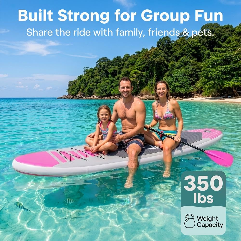 SereneLife Tavola gonfiabile per stand up paddle, tavola da SUP per adulti e ragazzi, kit tavola da surf, spessore 0,63 cm, tavola antiscivolo, ampia posizione, controllo del surf con zaino