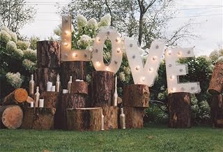 AOFOTO 8x6ft Love Wedding Ceremony Backdrop Rural Wood Stakes Marriage Proposal Decoration Banner Photography Background Courtship Girlfriend Lovers Couple Fiancee Bridal Shower Garden Nuptial Props