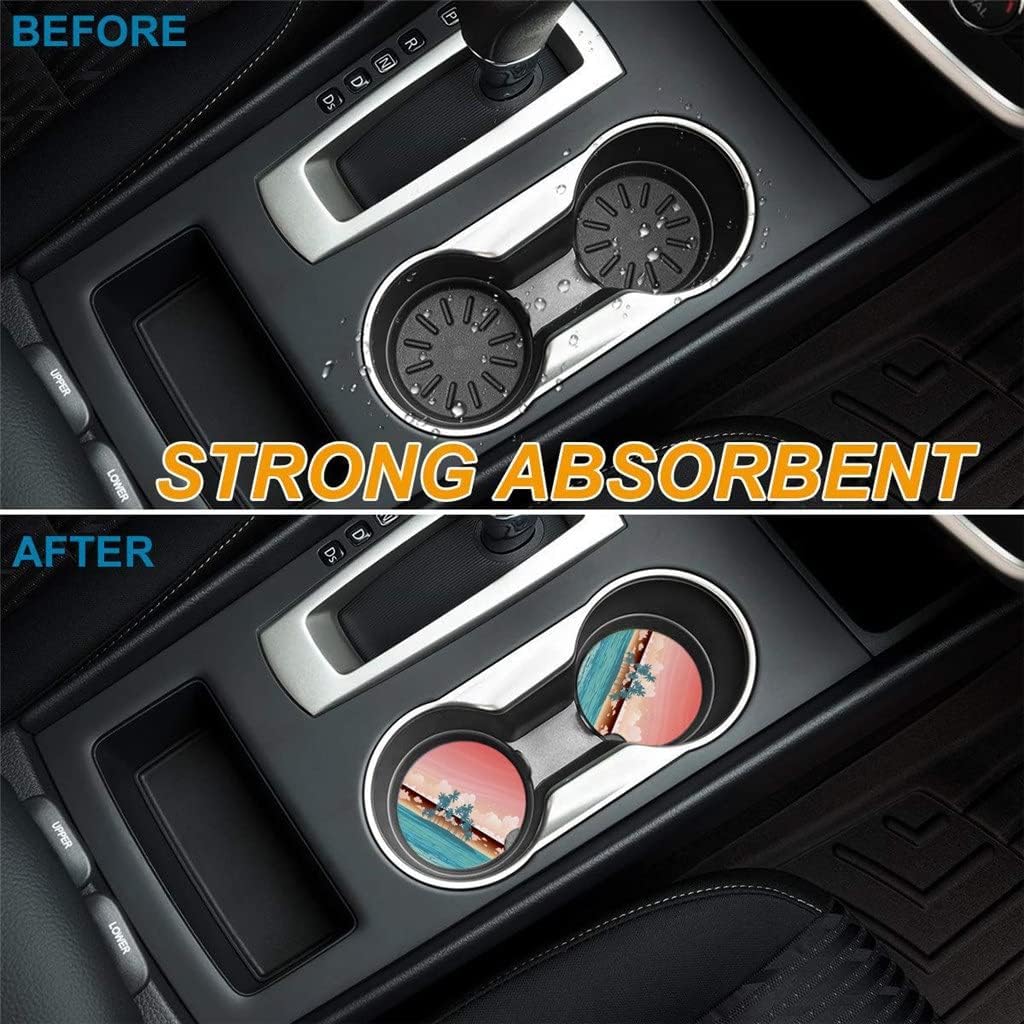 98578 グリーンアイランドサンセットカーコースターモダンセラミックウォーターカップマットボトルホルダーコースターカーラウンド装飾