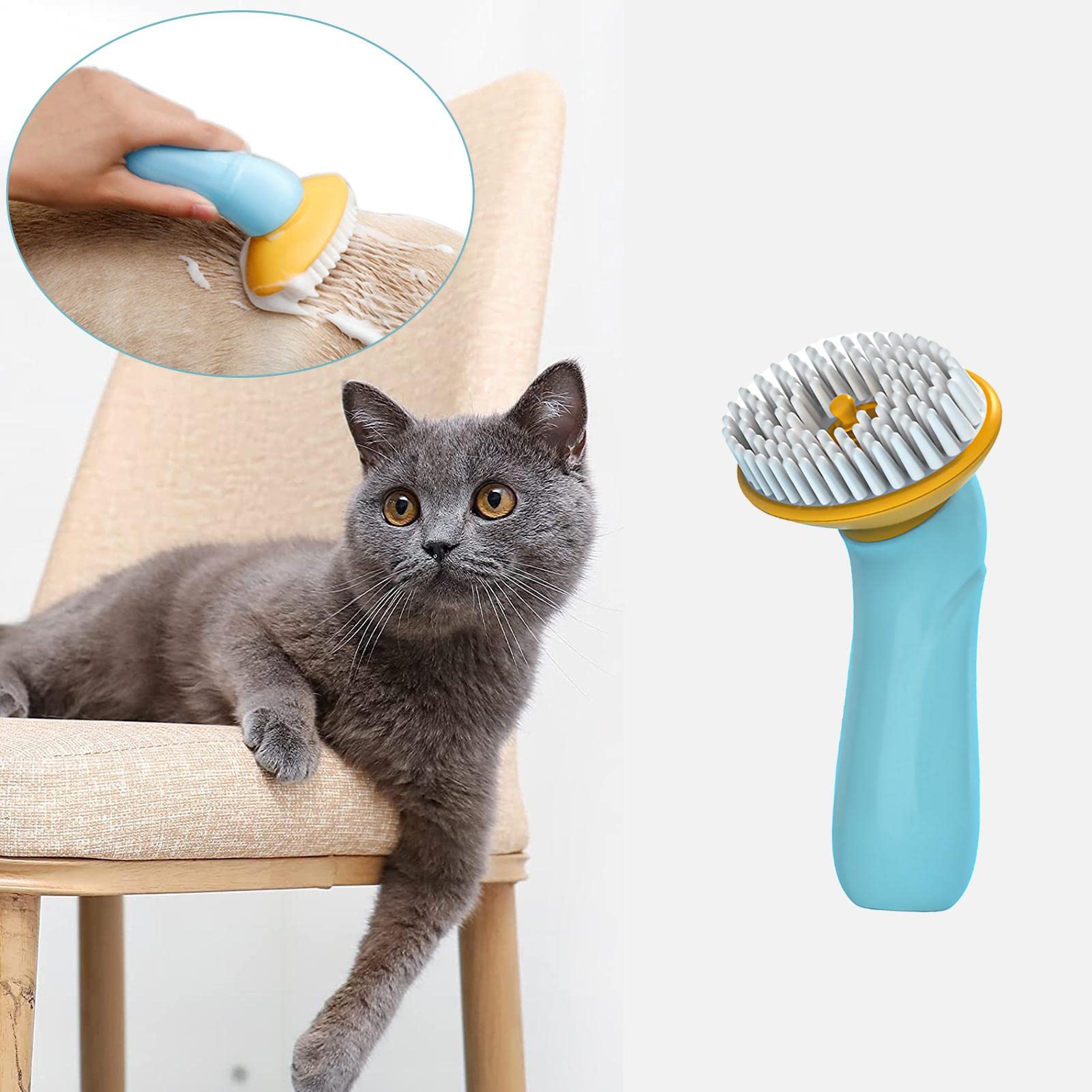 Cepillo de baño para perros Cepillo de masaje para baño de mascotas para perros y gatos Cepillos de masaje para mascotas para muda y aseo del cabello Cepillos para animales Dispensador de champú para