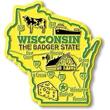 Wisconsin Giant State Magnet by Classic Magnets, 3.2" x 2.5", Collectible 3D Rubber Vintage-Style Souvenirs and Gifts Made in the USA