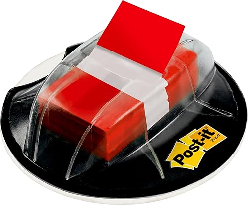 Miniatura 1 de Despachador de adhesivos para escritorio de Post-it, 1pulgada, ideal para contratos, documentos de seguros, etc., 200adhesivos por empaque, Rojo