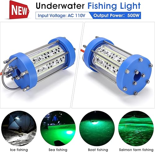 Miniatura 2 de pamiers led Underwater Fishing Light,AC 110V 500W65000lum,with Remote Brightness Adjustment Function,attracting Fish More Faster,Effective and