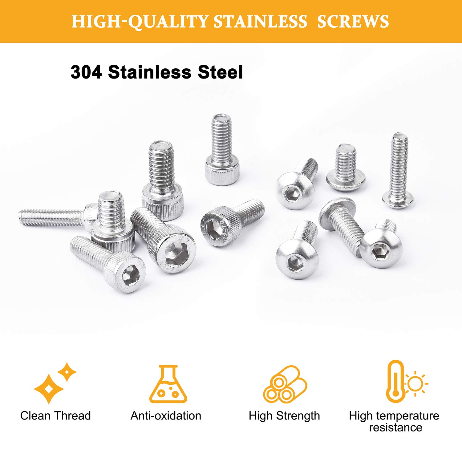 Uxcell M6x18mm 316 Stainless Steel Button Head Hex Socket Cap Screw Bolt Fastener 10pcs