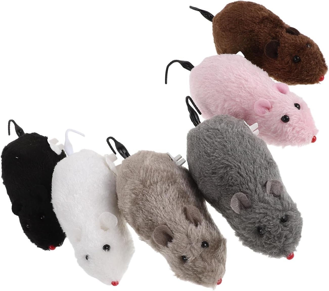Garneck 6pcs Wind up Mouse for Cats with Soft Plush Polyester and Plastic Material, Portable Design to Stimulate Hunting Instincts, for Pet Entertainment and Traveling