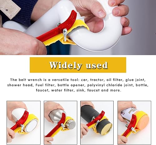 Miniatura 7 de GKmow 1 llave multiusos para correa de cinturón de automóvil para filtro de 5.11 pulgadas, llave de vehículo ajustable de metal para reemplazar el