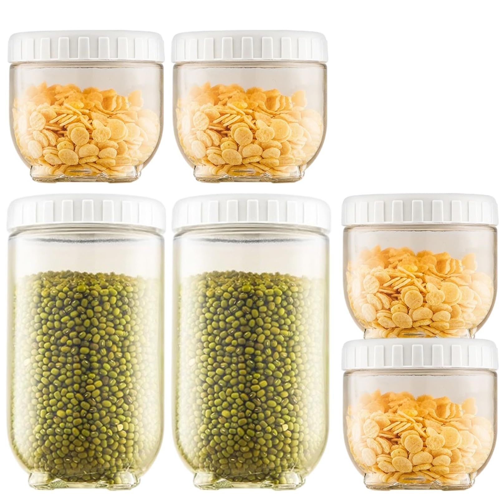 Barattoli Cucina Robusto Semplici Barattoli di Vetro con Coperchi A Vite, Bottiglia A Bocca Larga Impilabile Contenitori Ermetici per Alimenti(6pcs)