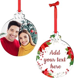 Personalized Christmas Ornaments with Photo, 1-150Packs Custom Logo Name Text Pictures for Christmas Wedding, Customized Xmas Tree Decor, Double-Sided Sublimation Blanks Products