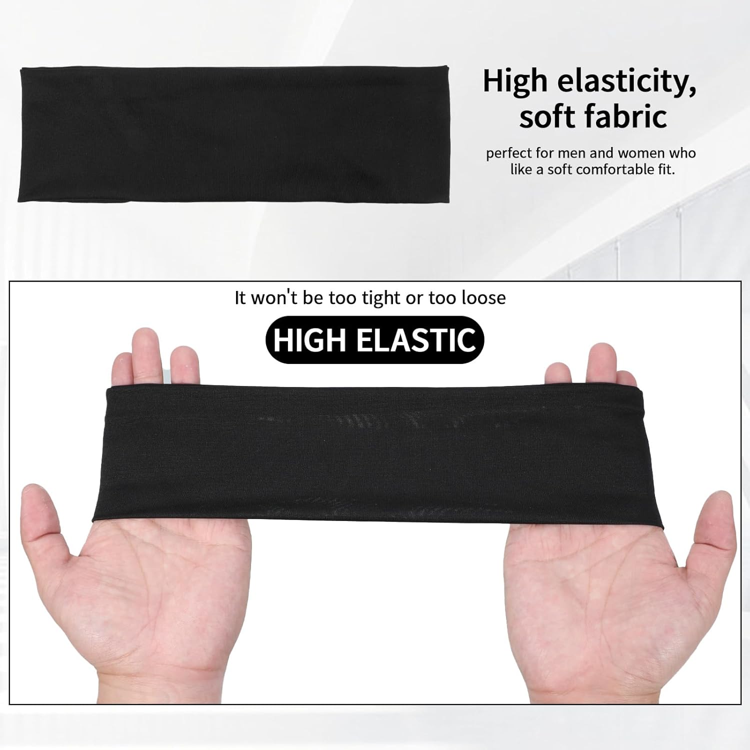 6 PCS Black Sports Headband for Women Men, Soft Stretchy Basketball Headbands, Sweat Non Slip Running Workout Headbands for Football Cycling Yoga Baseball - Image 4