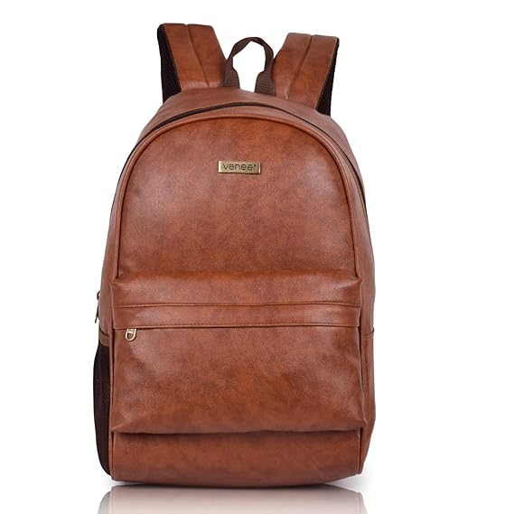 Veneer Medium 20 L Laptop Backpack Men Womens Girls Fashion PU Leather Mini Casual Backpack Bags for School, College, Tuition, Office Bag (Grey)