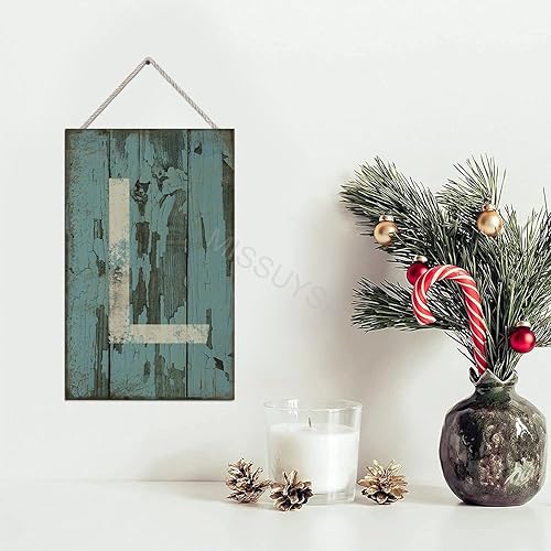 Vista 125 de Letrero colgante de madera con letra A, letrero de madera, decoración del hogar, 26 letras del alfabeto de metal, placa de madera, decoración