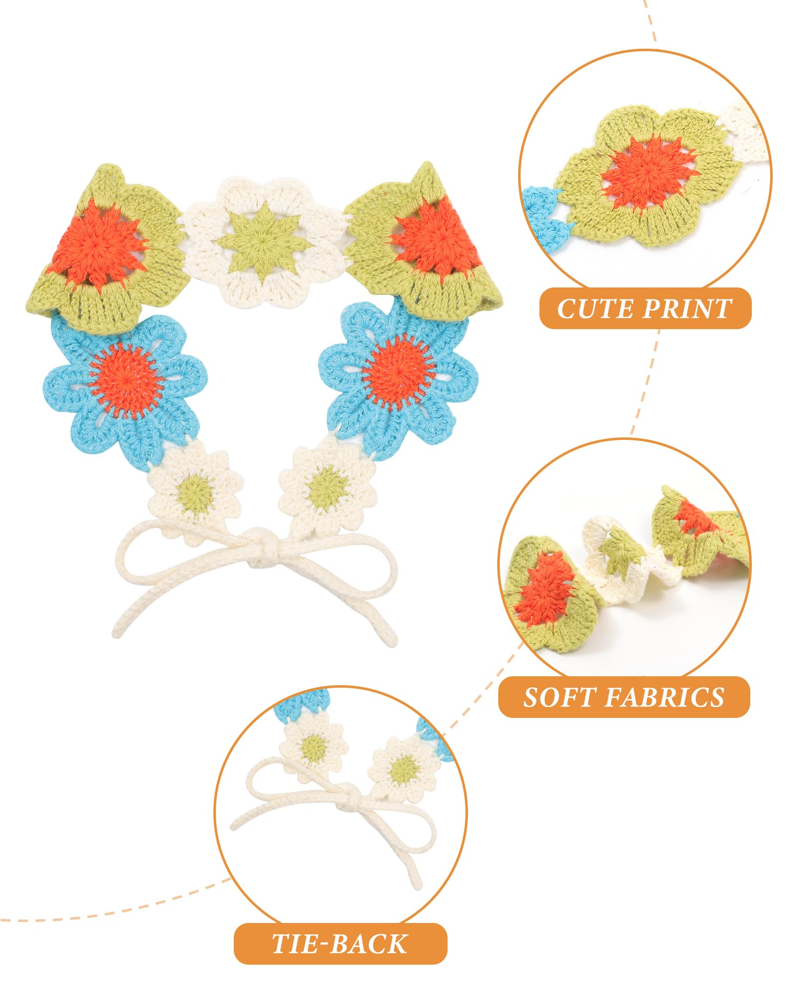 AWAYTR Crochet Headbands for Women Hippie Headband Bandana Tie-Back Knit Headband for Girls Wide Head Bands Floral Crochet Headwrap (Blue + Green)