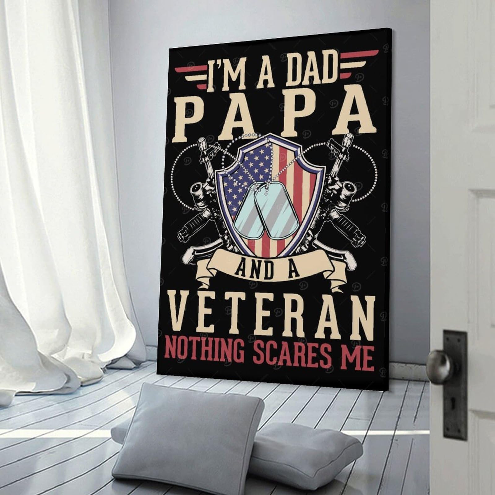 Junmoney Dad Papa US Veteran Hanging Wall Art 12x18inch(30x45cm), for Study, Office Or Focused Interiors, Wall Art That Adds Style to Work Areas