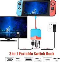 Vista 2 de Switch Dock para Nintendo SwitchOLED, Switch Dock Station para TV Portátil Switch Dock para Nintendo Switch Docking Station con HDMIPDUSB3.0, Switch