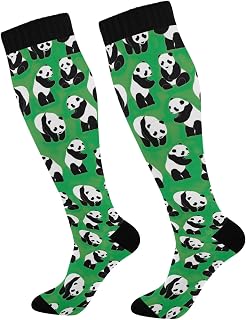 874 Crew Athletic Socks Panda Green Crew Socks Casual Calf Socks Long Dress Crew Socks For Hiking Sports Travel 40cm