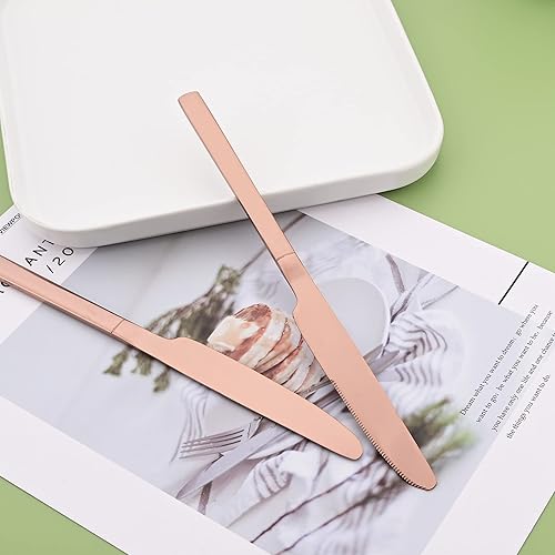 Miniatura 4 de Juego de cubiertos con cucharas de pajilla juego de 24 cubiertos de acero inoxidable para 4 personas utensilios reutilizables para comer familiar