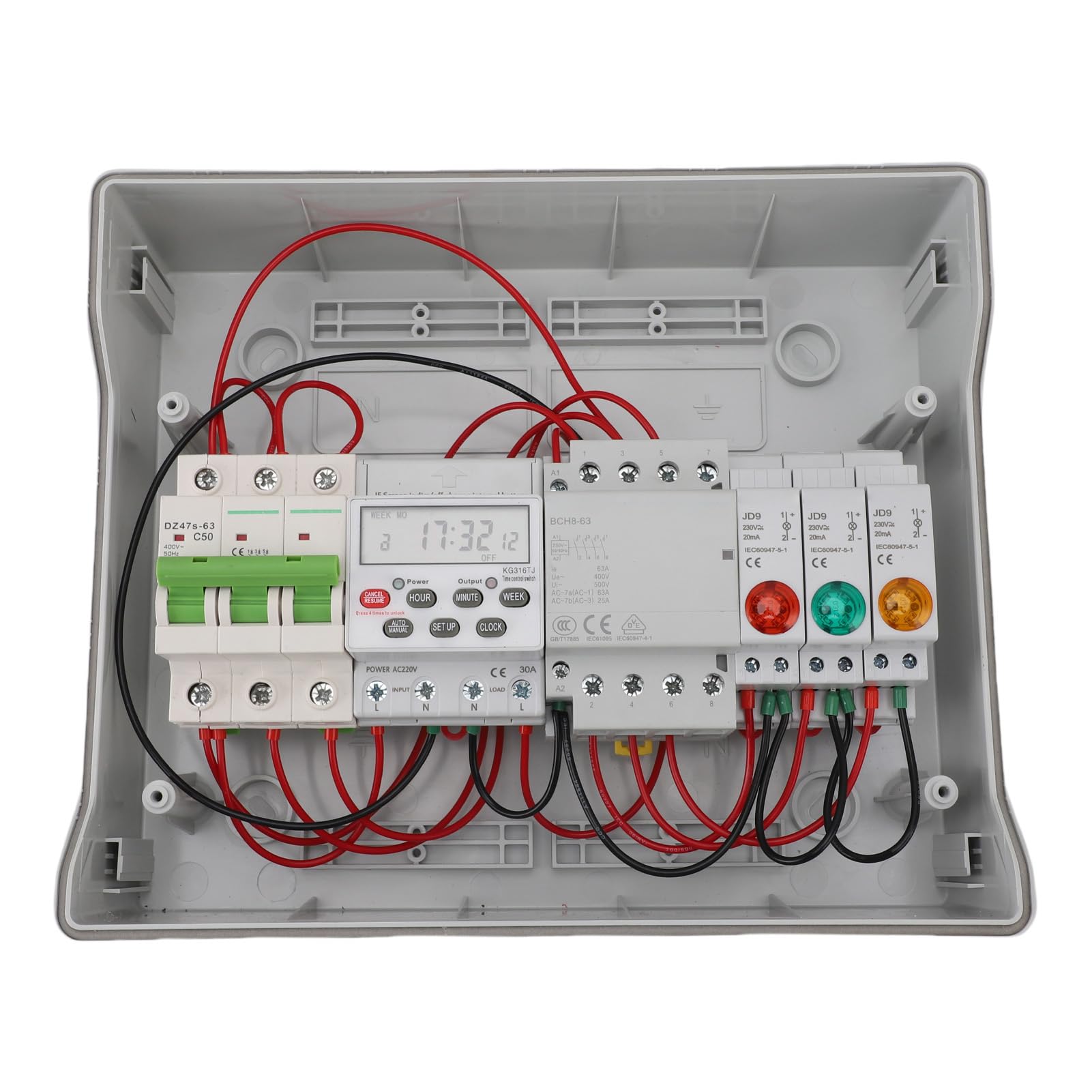 Caja de Interruptor Horario Digital con 16 Acciones Programables para Uso en Exteriores Interruptor Temporizador de Ahorro de Energía para Alumbrado Público y de Riego