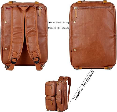 Miniatura 3 de Maletín de cuero para hombre, mochila híbrida de 17 pulgadas, bolsa de mensajero de negocios HB-22