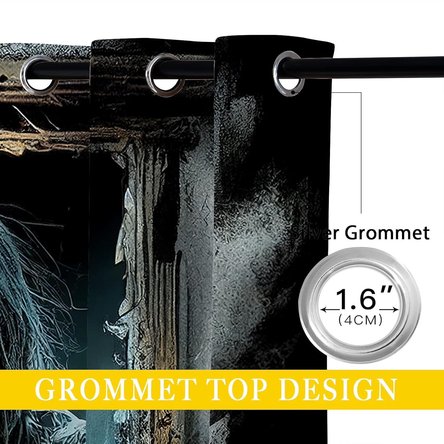 Halloween Blackout Curtains for Girls Boy Home Decor, Scary Skull Killer Zombie Dead Movie Grommet Thermal Insulated Drapes Darkening Window Curtain for Bedroom Living Room, 42 x 45 Inch