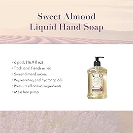 A LA MAISON French Liquid Hand Soap, Almond - Natural Hand Wash Made with Essential Oils - Biodegradable, Plant-Based, Vegan, Cruelty-Free, Alcohol & Paraben Free (16.9 oz, 6 Pack)