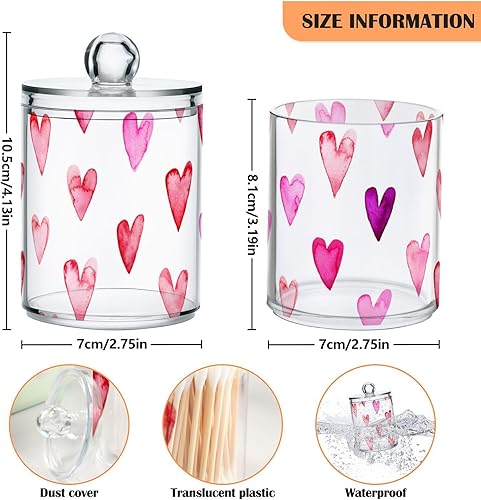 Miniatura 3 de Tarros de hisopos de algodón de plástico con tapas, recipientes de almacenamiento para el día de San Valentín, tarros herméticos de boca ancha para