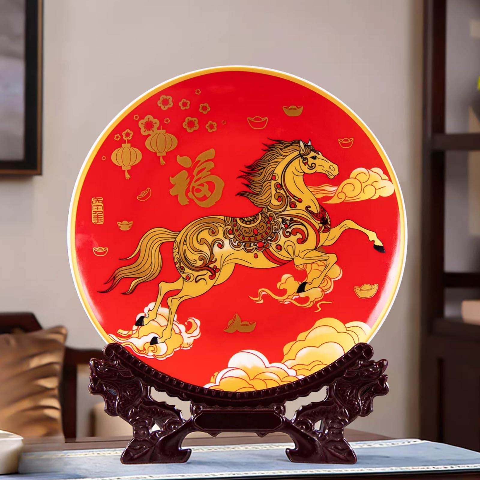 Céramique de Jingdezhen assiette 26 cm style chinois cadeau idéal