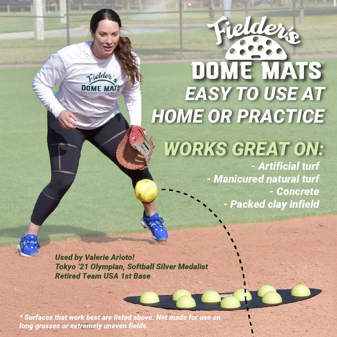 Fielders Dome Mat – Baseball and Softball Bad Hop Training Equipment for Fielding Practice, Agility, Hand-Eye Coordination and Reaction Speed. Durable, Multi-Surface Compatible. 33.5 x 14 x 1.75